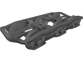 3 Axle Rail Bogie CAD 3D Model