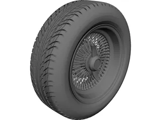 Daytona Wire Rim and Tyre 3D Model 3D Preview
