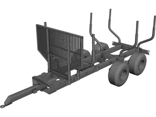 Log Trailer CAD 3D Model