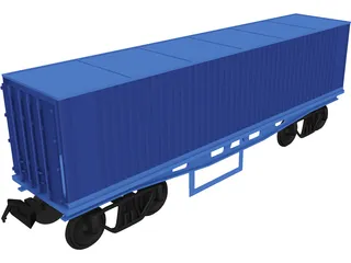 Container on Train truck 3D Model