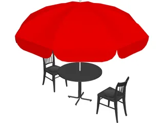 Cafe Table Set 3D Model