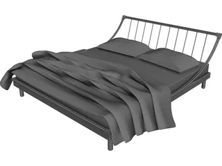 Double Bed Large 3D Model 3D Preview
