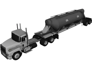 Mack with Powder Trailer 3D Model 3D Preview