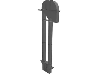 36 Inch Pulley Elevator Leg with Boot and Head 3D Model