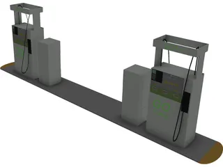 Gas Station Island 3D Model 3D Preview