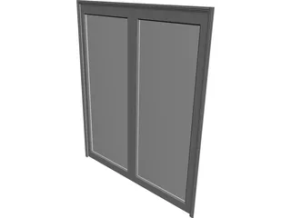 Door Double Sliding Glass 3D Model