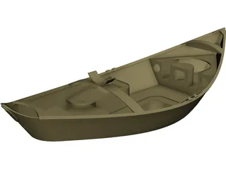 Wooden Drift Boat 3D Model