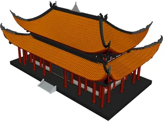 Attic Chinese Building 3D Model 3D Preview
