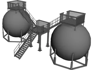 Oil Storage Tanks 3D Model 3D Preview