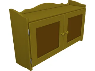 Wall Cabinet In Pine CAD 3D Model