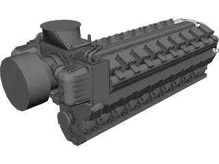 Diesel 18V48/60 Engine CAD 3D Model