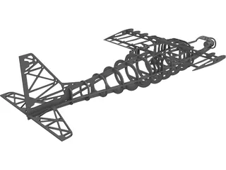 RC Glider Plane Balsa Frame 3D Model