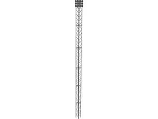 Self-Sustaining Steel Tower 36 Meters CAD 3D Model