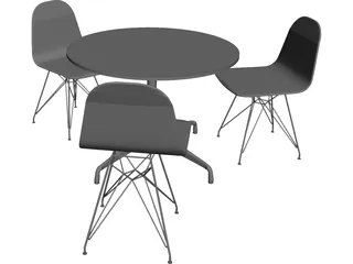Eames Seatings and Table 3D Model