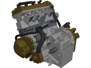 Kawasaki zx600 Engine CAD 3D Model