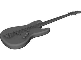 Bass Guitar Four String CAD 3D Model