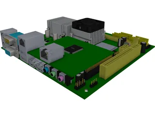 Motherboard Mini ITX 3D Model 3D Preview
