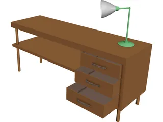 Table and Lamp CAD 3D Model