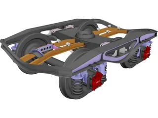 2 Axle Wheel Set 3D Model 3D Preview