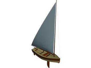 Wooden Sailboat 3D Model