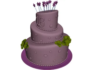 Cake Sweet 16 3D Model