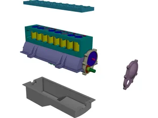 Engine Flathead Straight 8 CAD 3D Model