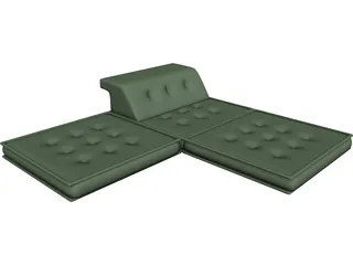 Floor Futon and Pillows 3D Model