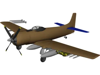 Douglas A-1 Skyraider 3D Model 3D Preview