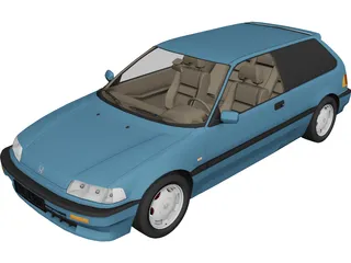 Honda Civic IV Hatchback (1987) 3D Model