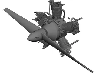 Motor Radial Engine CAD 3D Model