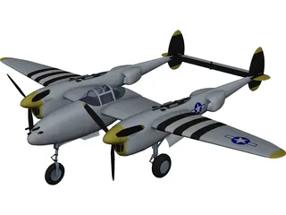 Lockheed P-38 Lightning 3D Model 3D Preview