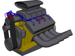 Hemi V8 Engine 3D Model