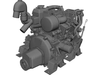 Yanmar 2cyl Engine CAD 3D Model