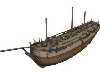 HMS Bounty with Interior 3D Model