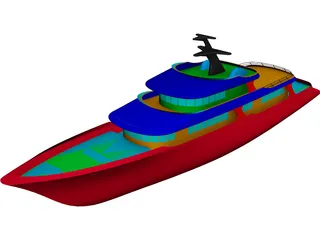Super Yacht 155feet 3D Model 3D Preview