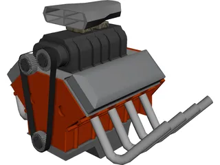 Funny Car Engine 3D Model