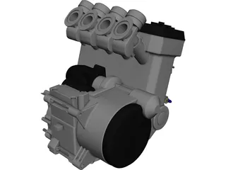 Kawasaki Engine and Sump 3D Model 3D Preview