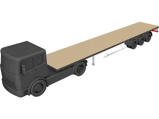 Flat Bed Truck CAD 3D Model
