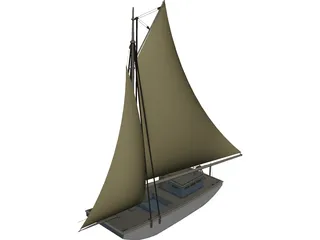USS Wartappo Civil War Scow 3D Model 3D Preview