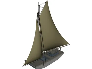 USS Wartappo Civil War Scow 3D Model