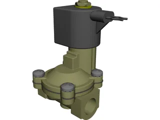 Solenoid Valve with 12V DC Coil 3D Model