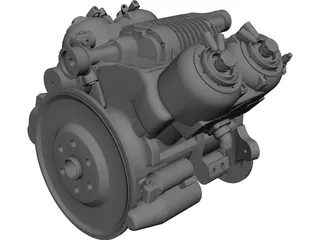 Car V4 Engine CAD 3D Model