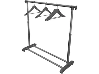 Clothes Rack with Hangers 3D Model