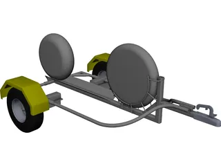 Collapsible Motorcycle Trailer CAD 3D Model