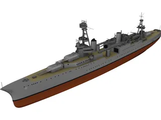 USS Chicago (CA-29) Northampton class Heavy Cruiser 3D Model