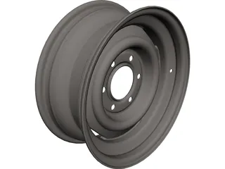 Steel Wheel 15 Inch 6 Lug CAD 3D Model