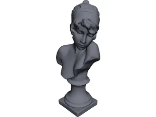 Woman Bust Torso Statue CAD 3D Model