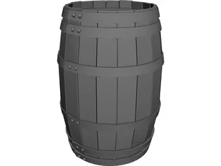 Wooden Barrel with Lids 3D Model