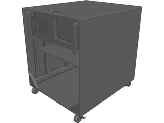 Audio/Server Rack with 4U Instrument 19-inch 3D Model