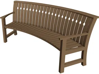 Curved Bench 3D Model 3D Preview